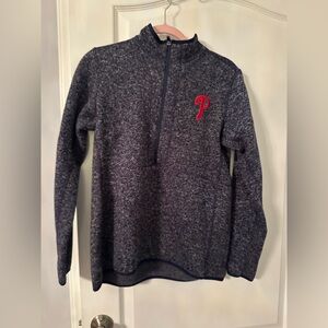 Antigua Heathered Navy Quarter-Zip Pullover with Red 'P' Accent